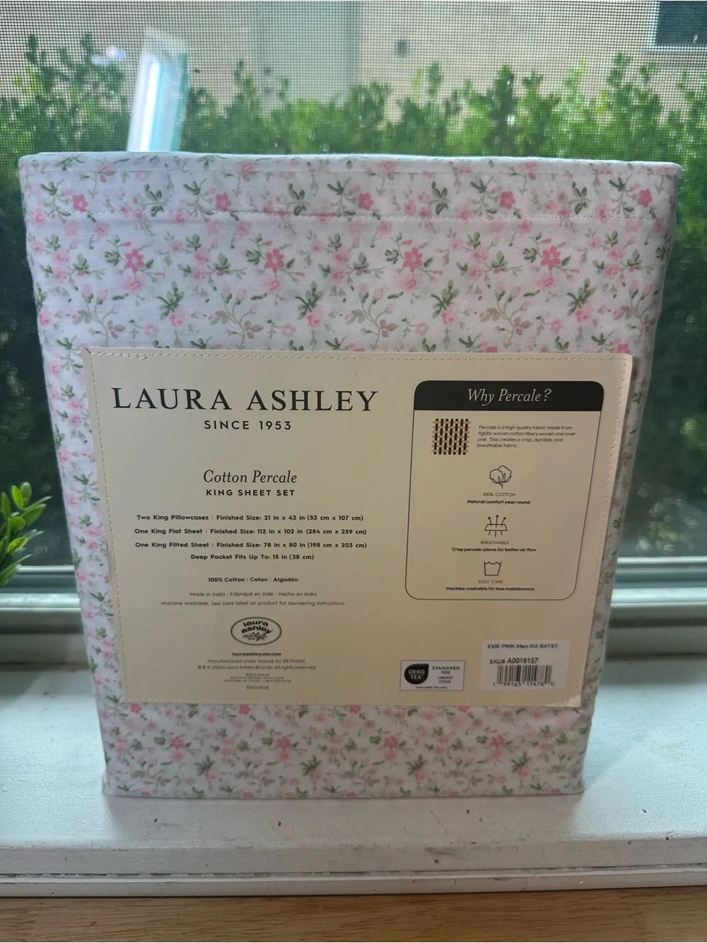 Laura Ashley Pink and Green Floral King Sheet Set farmhouse evie pink 4 pc